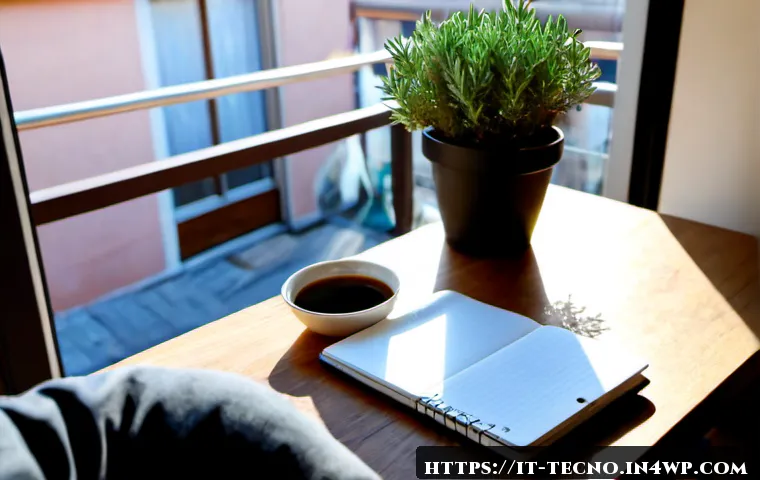 Home 11 테크노 사바티컬과 개인적 성장 - Photorealistic Italian professional on a technology sabbatical, sitting peacefully at a sunlit woode...