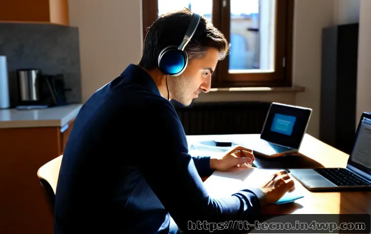 Home 15 테크노 사바티컬 중에 추천하는 직업 - Photorealistic Italian mid-career professional on a tech sabbatical learning digital skills at a sun...
